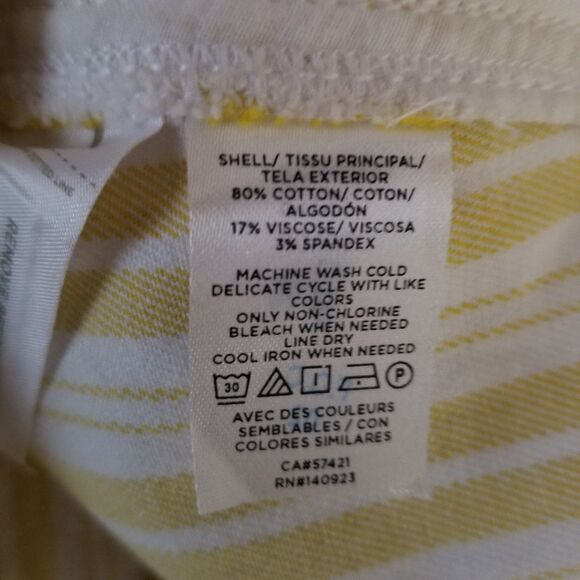 LOFT Skirt Women's Size 14 Striped Yellow White Pockets New - Picture 9 of 9